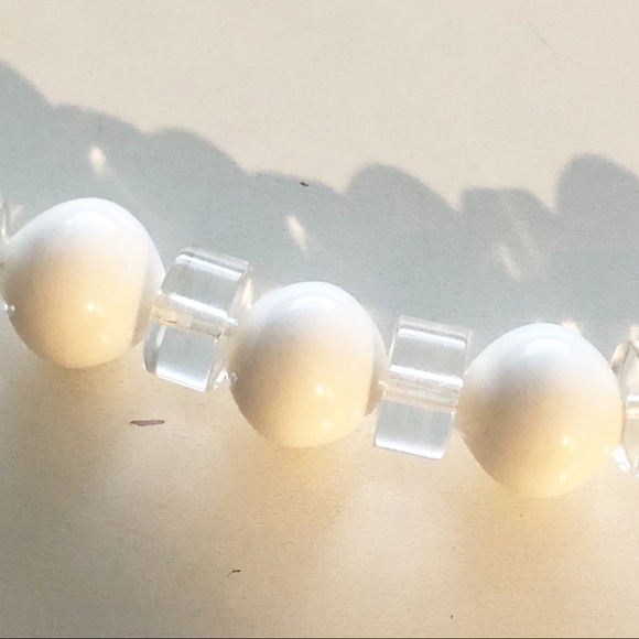 TRIFARI White and Clear Beaded Adjustable Choker Statement Necklace - Picture 5 of 10